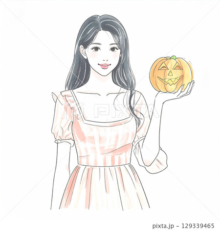 ハロウィンコスチュームの女の子イラスト 129339465