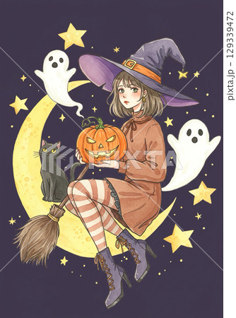 ハロウィンコスチュームの女の子イラスト ハロウィンコスチュームの女の子イラスト 129339472