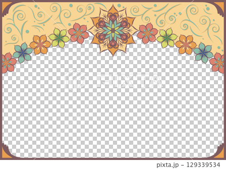 新藝術風格花框，暖色，水平 129339534