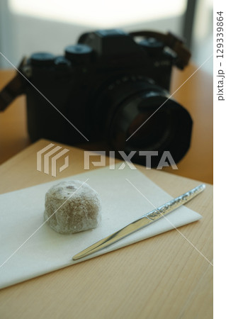 Japanese Dessert with Camera in Background Japanese Dessert with Camera in Background 129339864