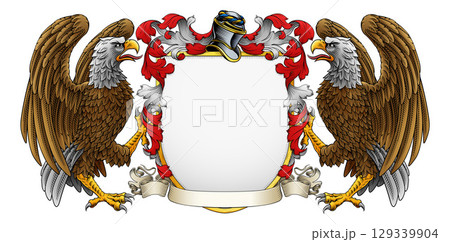 Eagle Coat of Arms Crest Heraldic Knight Shield Eagle Coat of Arms Crest Heraldic Knight Shield 129339904