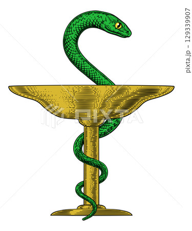 Bowl of Hygeia Snake Medical Pharmacy Sign 129339907
