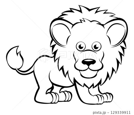 Lion Cartoon Safari Animal Illustration Lion Cartoon Safari Animal Illustration 129339911
