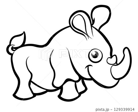 Rhino Cartoon Character Safari Animal Illustration Rhino Cartoon Character Safari Animal Illustration 129339914