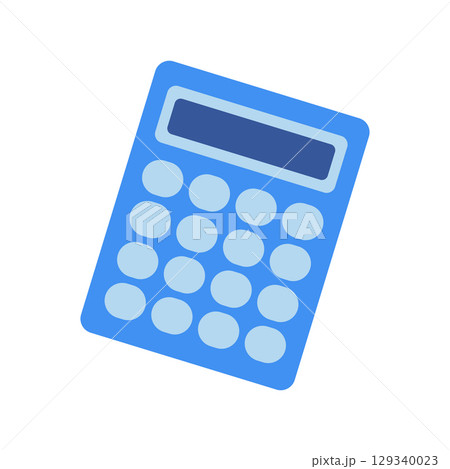 Blue calculator with rounded buttons. Hand drawn vector illustration. Blue calculator with rounded buttons. Hand drawn vector illustration. 129340023