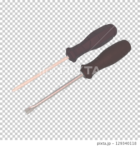DIY 專案中用於擰螺絲的十字螺絲起子和平頭螺絲起子 129340118