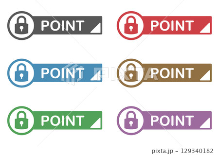 付箋風イラスト素材：ポイント,重要,マーク,鍵,錠前,注目,注意 129340182