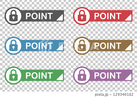 付箋風イラスト素材：ポイント,重要,マーク,鍵,錠前,注目,注意 129340182