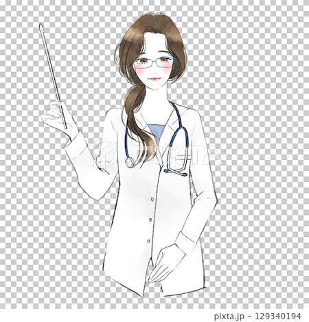 女醫生用指針解釋的插圖 129340194