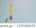 Vibrant 2026 Numbers on Pastel Blue, New Year and Future Concepts 129340420