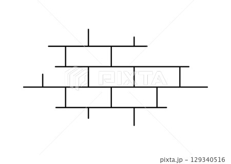 Brick wall texture. Stone blocks background. House wall hole. Old brick wall piece. Building tile surface. Rectangle blocks pattern. Design graphic element. Vintage abstract vector illustration 129340516