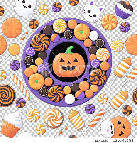 ハロウィンのかわいい背景 129340581