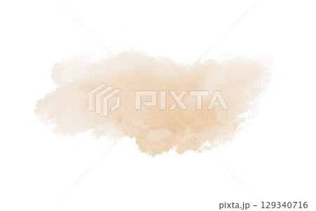 Abstract watercolor peach color spot on transparent background in pastel technique for postcards, websites, invitations, flyers, packaging products, patterns, any composition. 129340716