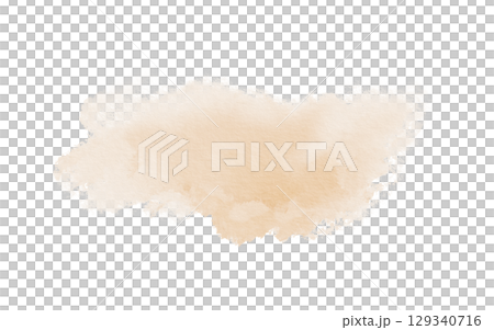 Abstract watercolor peach color spot on transparent background in pastel technique for postcards, websites, invitations, flyers, packaging products, patterns, any composition. 129340716