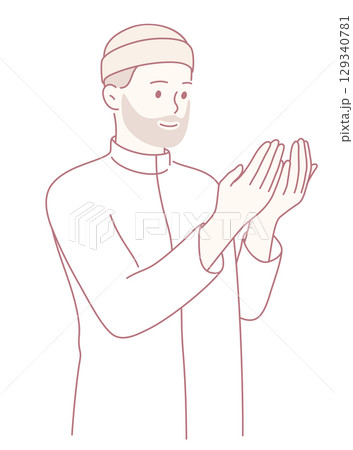 An Illustration of Prayer Gesture Rendered in a Clean and Minimalist Artistic Style 129340781