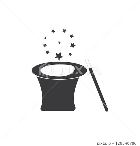 Wand Magic hat icon vector template Wand Magic hat icon vector template 129340786