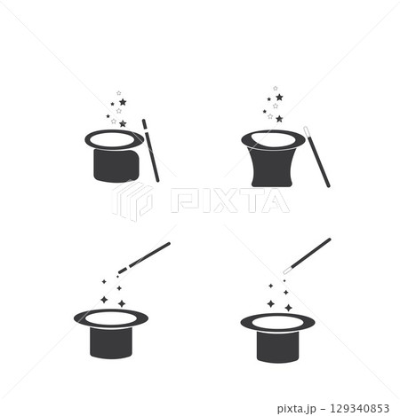 Wand Magic hat icon vector template Wand Magic hat icon vector template 129340853