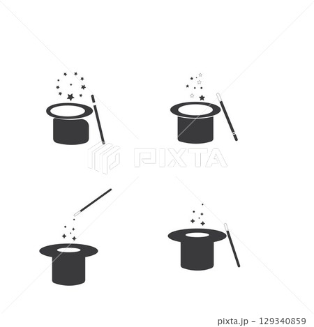 Wand Magic hat icon vector template Wand Magic hat icon vector template 129340859