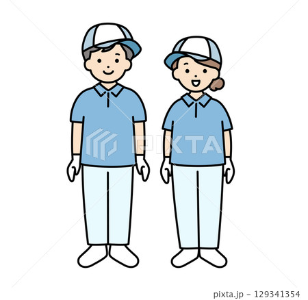 引越し業者 配送 配達 スタッフ 業者 男女 全身 イラスト素材 引越し業者 配送 配達 スタッフ 業者 男女 全身 イラスト素材 129341354