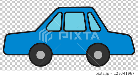 藍色汽車的插圖 129341967