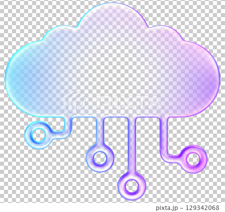 3D glass style purple blue cloud icon with circuit lines, representing cloud computing, storage, and networking 3D glass style purple blue cloud icon with circuit lines, representing cloud computing, storage, and networking 129342068