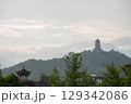 Ancient architecture and serene landscapes under a cloudy sky 129342086