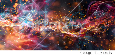 3D rendering of abstract technology concept, Digital data tunnel, datacenter - Ai generated 129343015