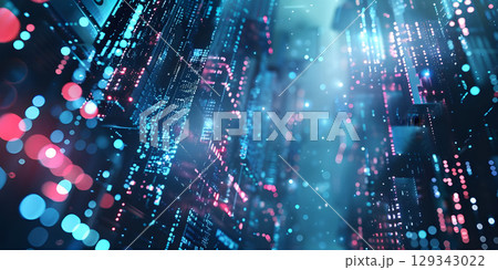 3D rendering of abstract technology concept, Digital data tunnel, datacenter - Ai generated 129343022