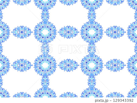 青と水色の曼荼羅パターンの壁紙 129343392