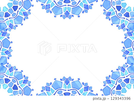 青と水色の曼荼羅のフレーム 129343396