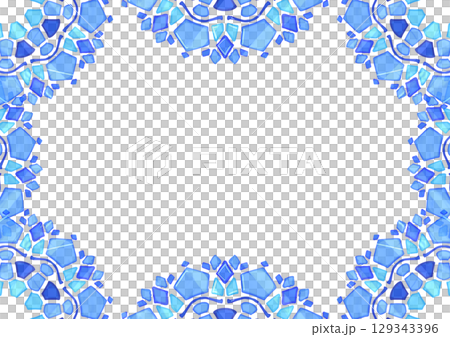 青と水色の曼荼羅のフレーム 129343396