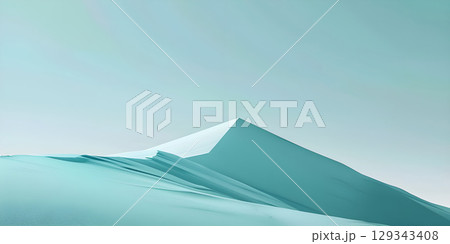 abstract 3d illustration of a mountain landscape with snow and blue sky - Ai Generated 129343408