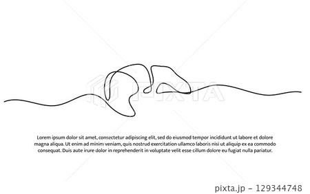 One line of sushi. Abstract minimal continuous line. 129344748