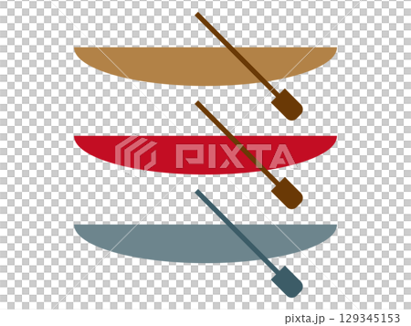 Set of canoe, kayak and boat icon illustrations Set of canoe, kayak and boat icon illustrations 129345153