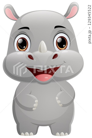 Cute rhino cartoon isolated on white background 129345522