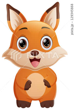 Cute fox cartoon isolated on white background 129345668