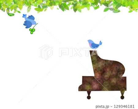 ピアノと小鳥とコピースペース70 129346181