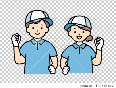 Moving company delivery staff contractor men and women upper body illustration material Moving company delivery staff contractor men and women upper body illustration material 129346305