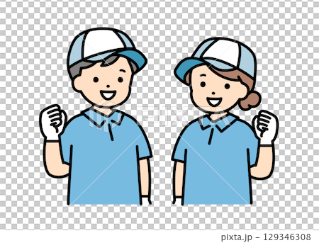 Moving company delivery staff contractor men and women upper body illustration material Moving company delivery staff contractor men and women upper body illustration material 129346308