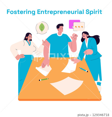 Entrepreneurs engage in lively discussion around a table, fostering creativity and collaboration. Ideas flow freely as they share insights, encouraging innovation and teamwork in a supportive Entrepreneurs engage in lively discussion around a table, fostering creativity and collaboration. Ideas flow freely as they share insights, encouraging innovation and teamwork in a supportive 129346718