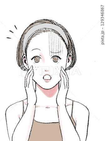 イラスト素材：シミ・そばかす・肌トラブル 129346867