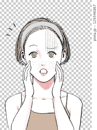 イラスト素材：シミ・そばかす・肌トラブル 129346867