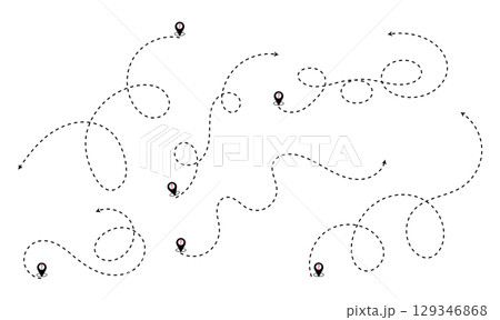 Dashed line arrow route path vector. 129346868