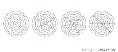 Polar grid segment concentric circles diagram of lifestyle balance. Diagram wheel parts polar grid. 129347139