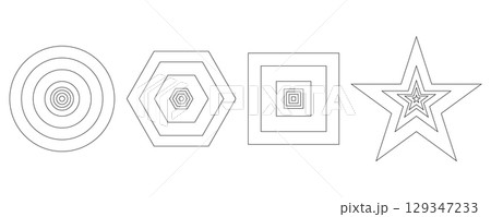 Golden ratio template. Circle, Polygon, Square and Star shapes outline a collection of harmony proportion. Golden ratio template. Circle, Polygon, Square and Star shapes outline a collection of harmony proportion. 129347233