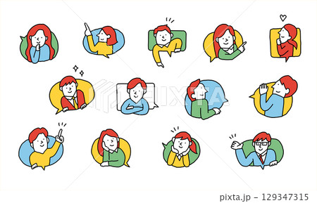 コミュニケーション　吹き出し　会話のイメージイラスト 129347315