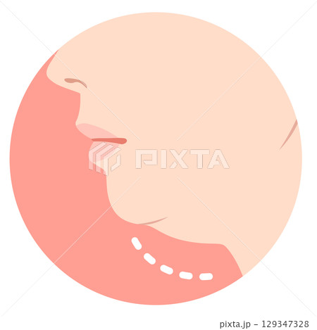 二重あご 女性の横顔 たるんだ顎 二重あご 女性の横顔 たるんだ顎 129347328