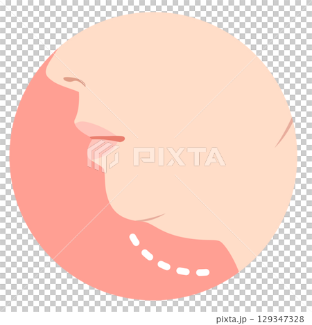 二重あご 女性の横顔 たるんだ顎 二重あご 女性の横顔 たるんだ顎 129347328