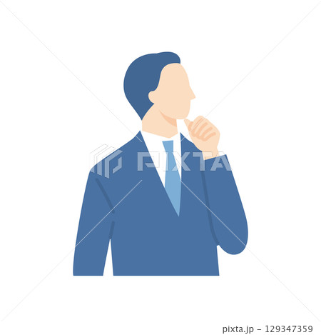 考えるビジネスパーソン、スーツを着た男性 考えるビジネスパーソン、スーツを着た男性 129347359