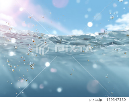 海中から太陽を見上げたイラスト素材 129347380